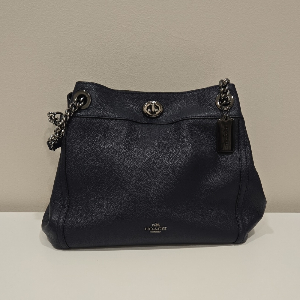 Coach Midnight Blue Leather Shoulder Bag - Picture 2 of 16